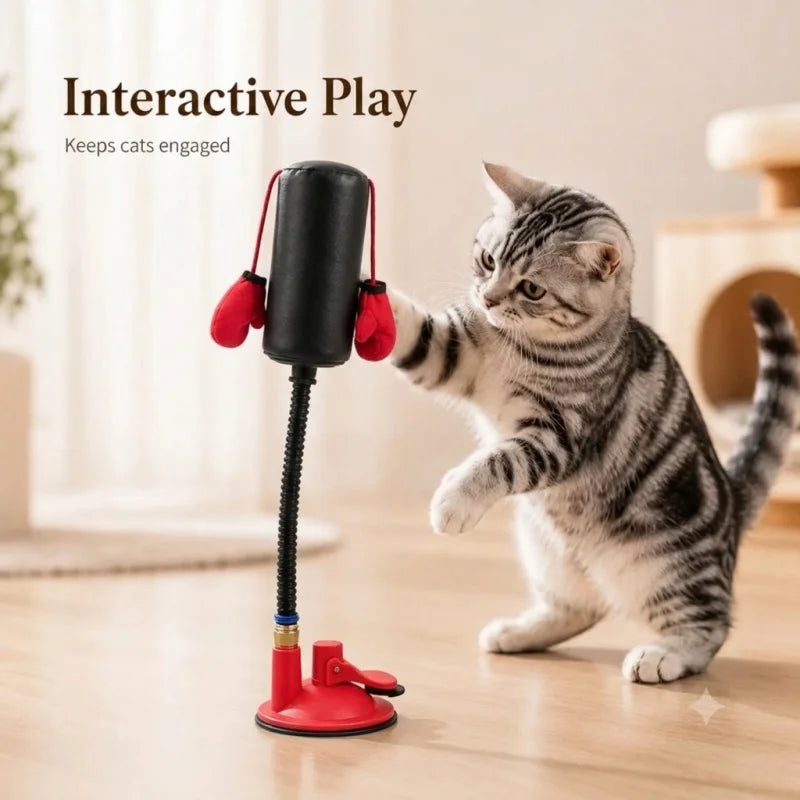 Interactive Cat Speed Bag Toy with Spring Gooseneck Self-Play Boxing Toy Relieves Boredom Exercise Training Gift for Kittens