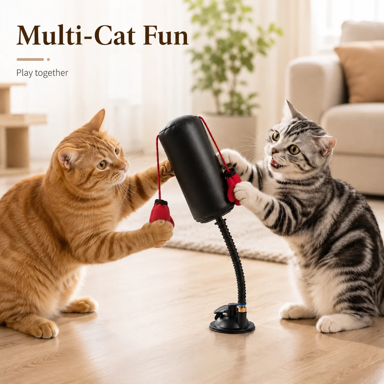 Interactive Cat Boxing Punch Toy, Multifunctional Stimulation Play Game for Indoor Kitten Self-Play & Stress Relief
