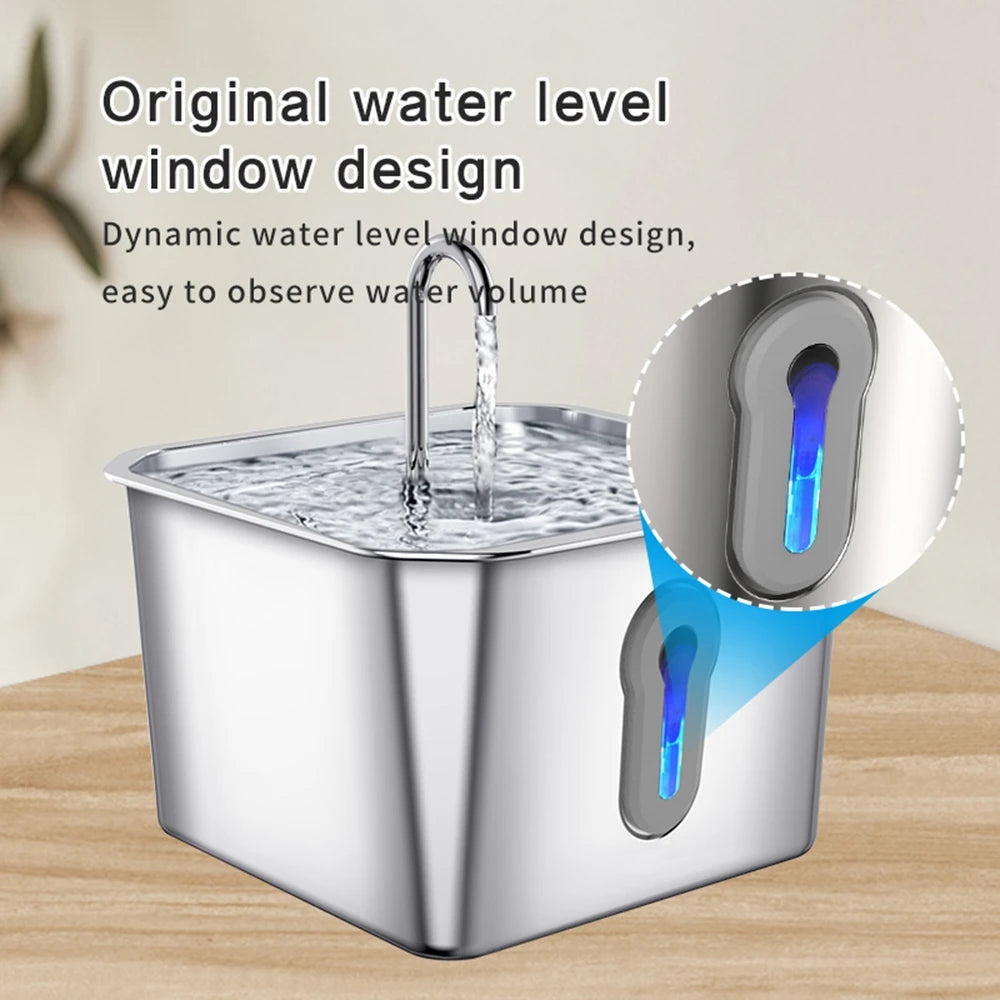 Stainless Steel Cat Water Fountain, 134oz/4L Automatic Pet Water Fountain With Ultra-Quiet Pump for Cats Dogs, Multiple Pets
