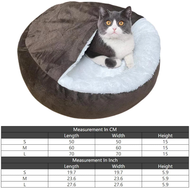 Lit orthopédique avec couverture à capuche pour chien et chat — chaud, imperméable et lavable