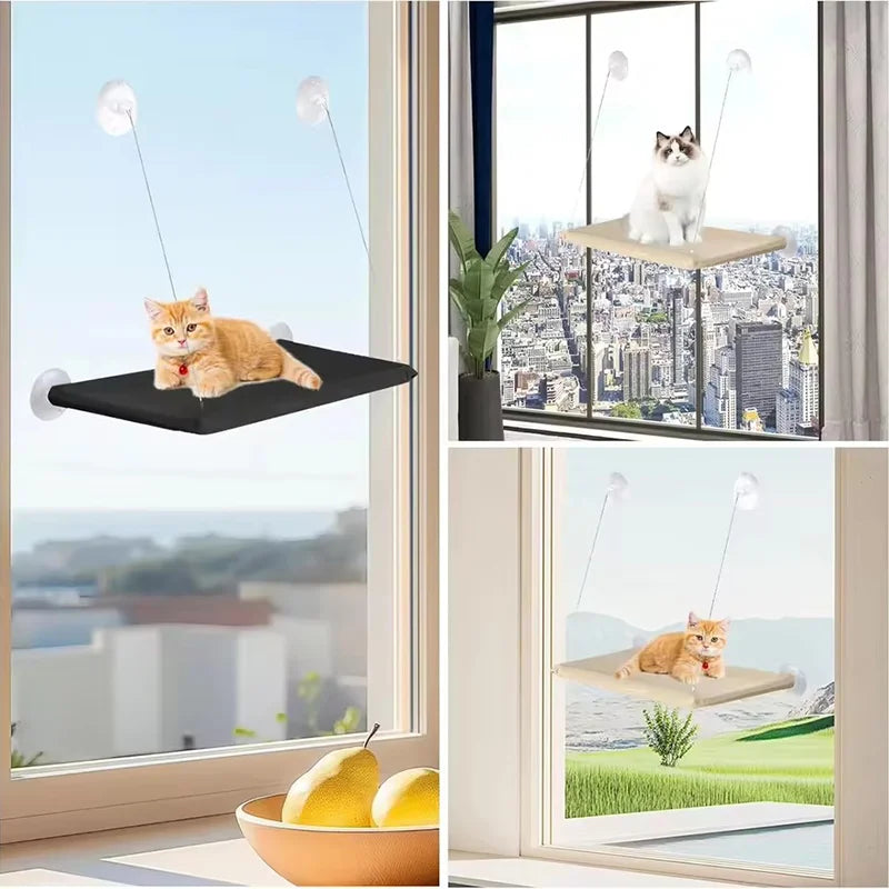 Hamac de fenêtre pour chat — toutes saisons avec ventouses puissantes, installation facile