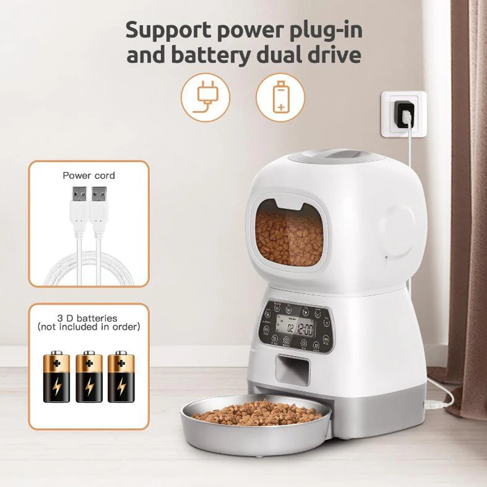 Distributeur automatique de nourriture 3,5L WiFi avec enregistreur vocal pour chats et chiens