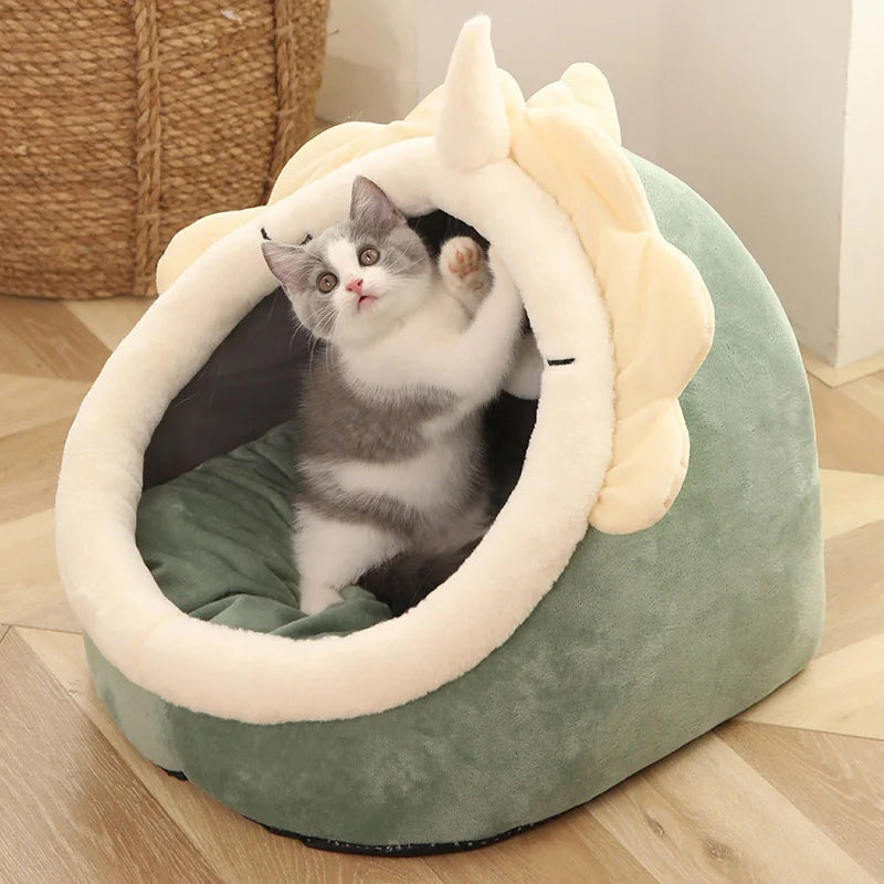 Lit grotte pliable et lavable pour chat et petit chien — sac de couchage cave