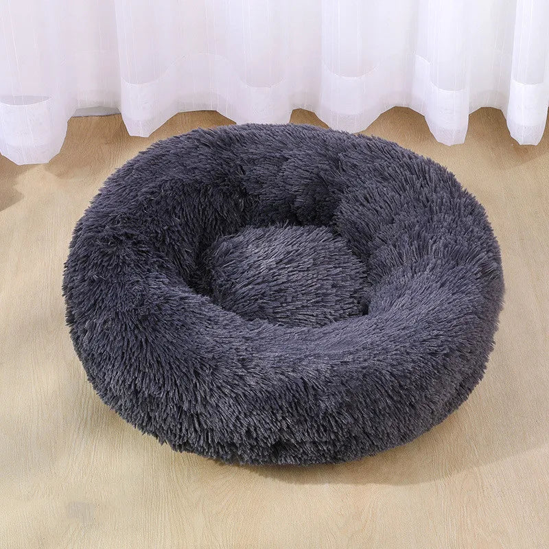 Lit donut grand format ultra-doux lavable pour chiens et chats — toutes tailles