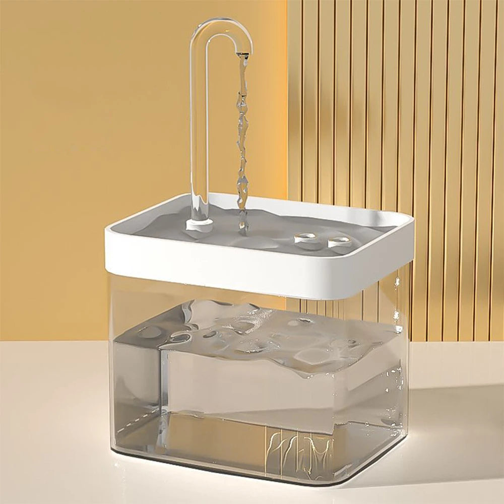 Fontaine à eau transparente USB silencieuse pour chat – Filtre automatique, 1,5 L