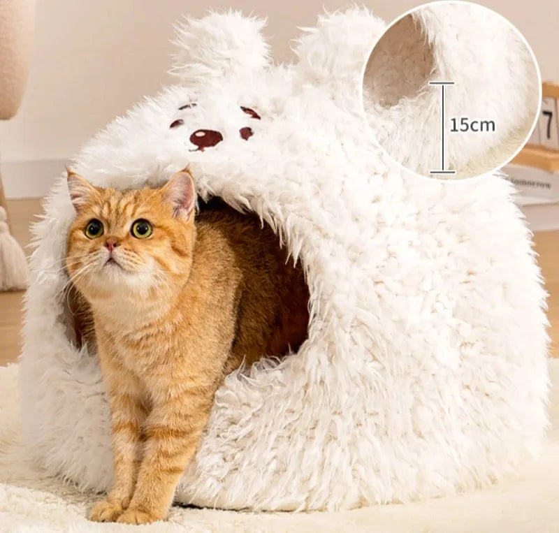 Lit maison ultra-doux pour chat et petit chien — peluche chaude et confortable