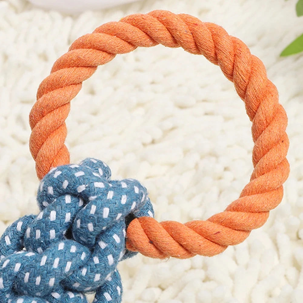 Double-Ring Cotton Blend Dog Rope Toy - Durable, Bite-Resistant & Interactive for Tug Play, Fit Medium to Large Dog Breeds