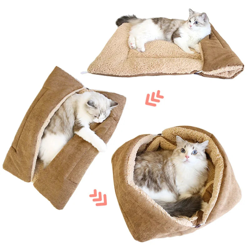 Tapis lit chaud multifonction pliable pour chat et petit chien — coussin intérieur toutes saisons