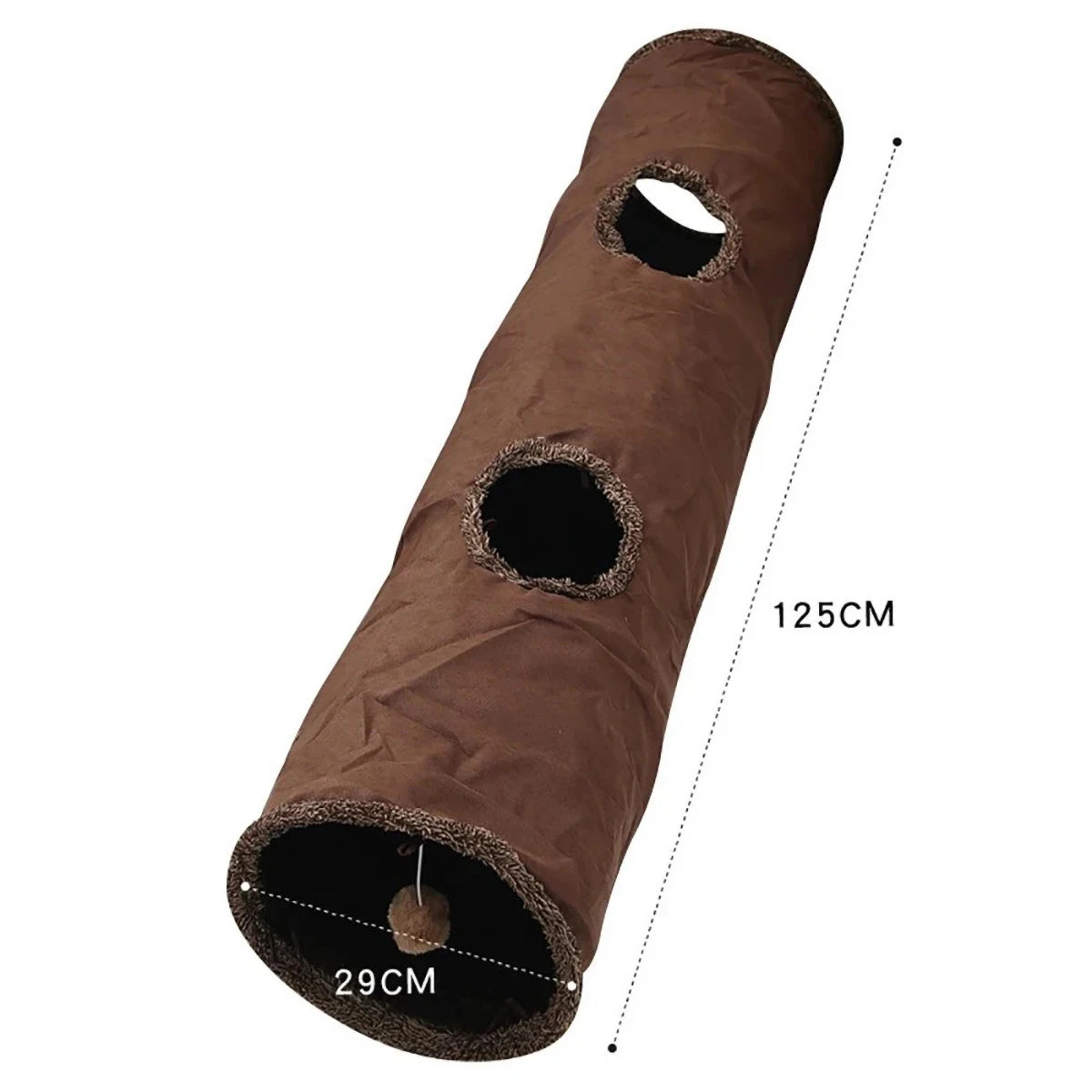 Cat Tunnel Foldable Large Brown Suede Interactive Pet Toy With Peepholes Bubble Ball Indoor Outdoor Collapsible Hot New