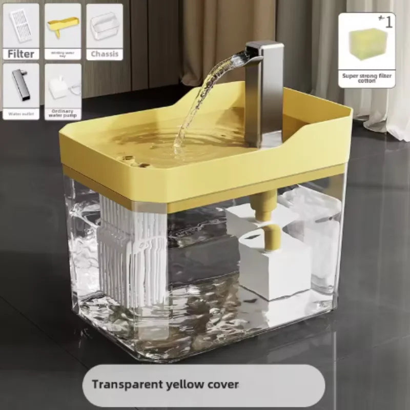 Fontaine à eau USB transparente anti-marche à sec pour chat – Filtre automatique