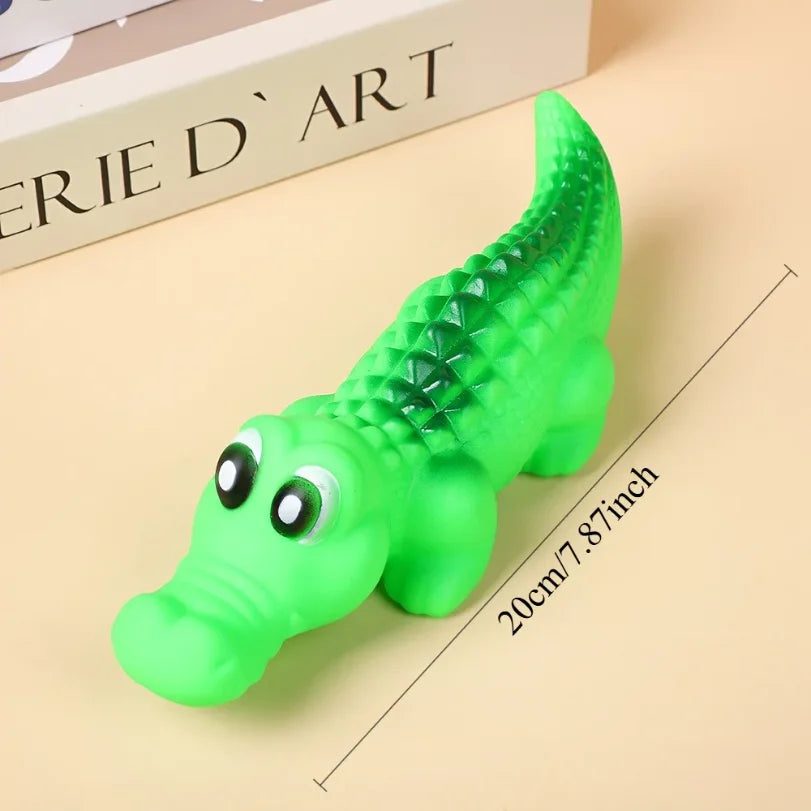 Jouet crocodile en caoutchouc couinant pour chien – Durable, à mâcher, design animal amusant, couleurs assorties