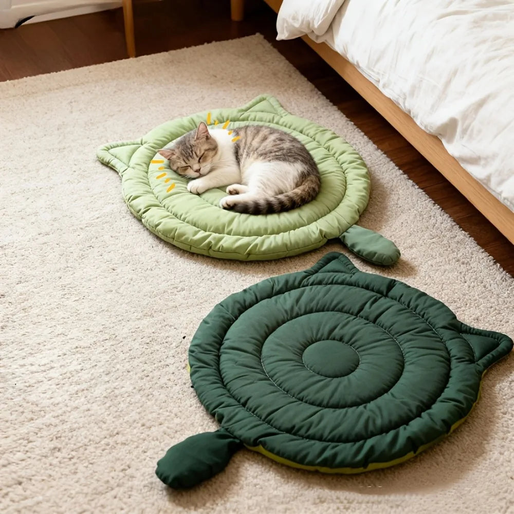 Cute Plush Cushion Cat Bed 1pcCat Shaped Pet Bed Mat Soft Breathable Washable Sleeping Pad for Cats Dogs All Season Use