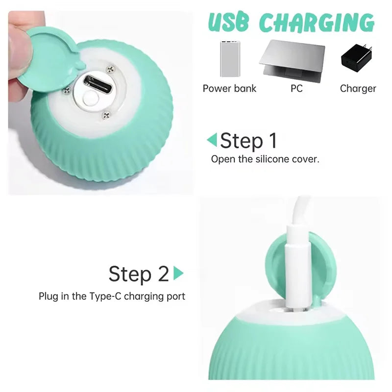 Smart Toy Ball Automatic Rolling Ball Pet Self Amusement Boredom Relief Toy Bite Resistant Electric Interactive Cat Teaser Ball
