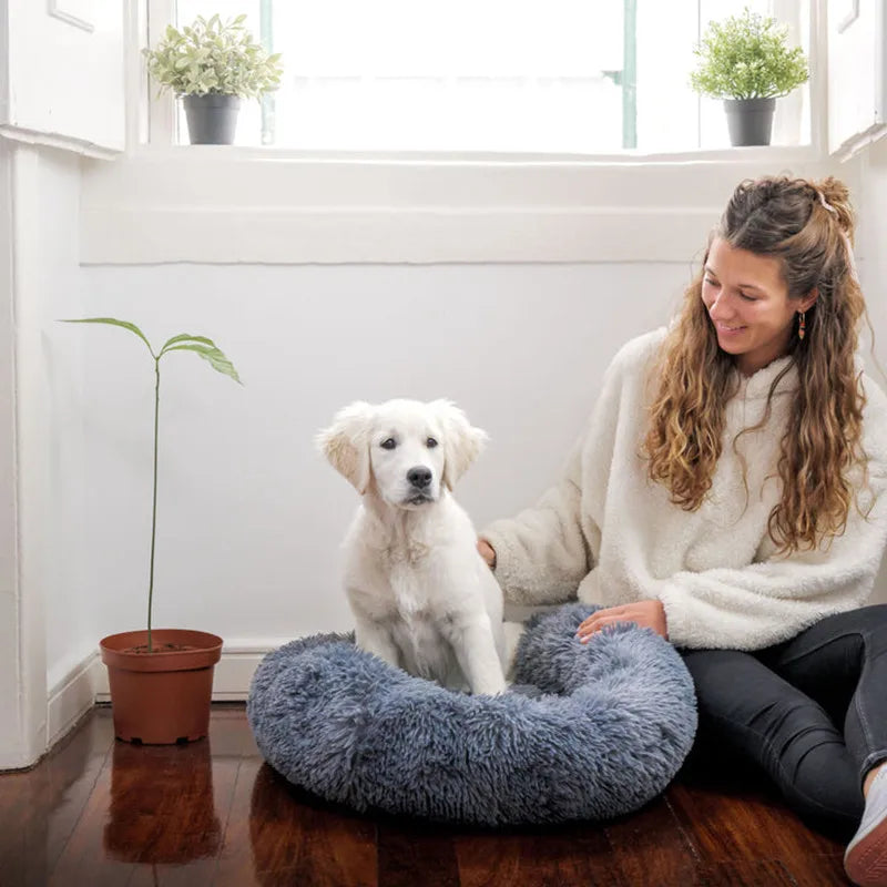 Lit donut grand format ultra-doux lavable pour chiens et chats — toutes tailles