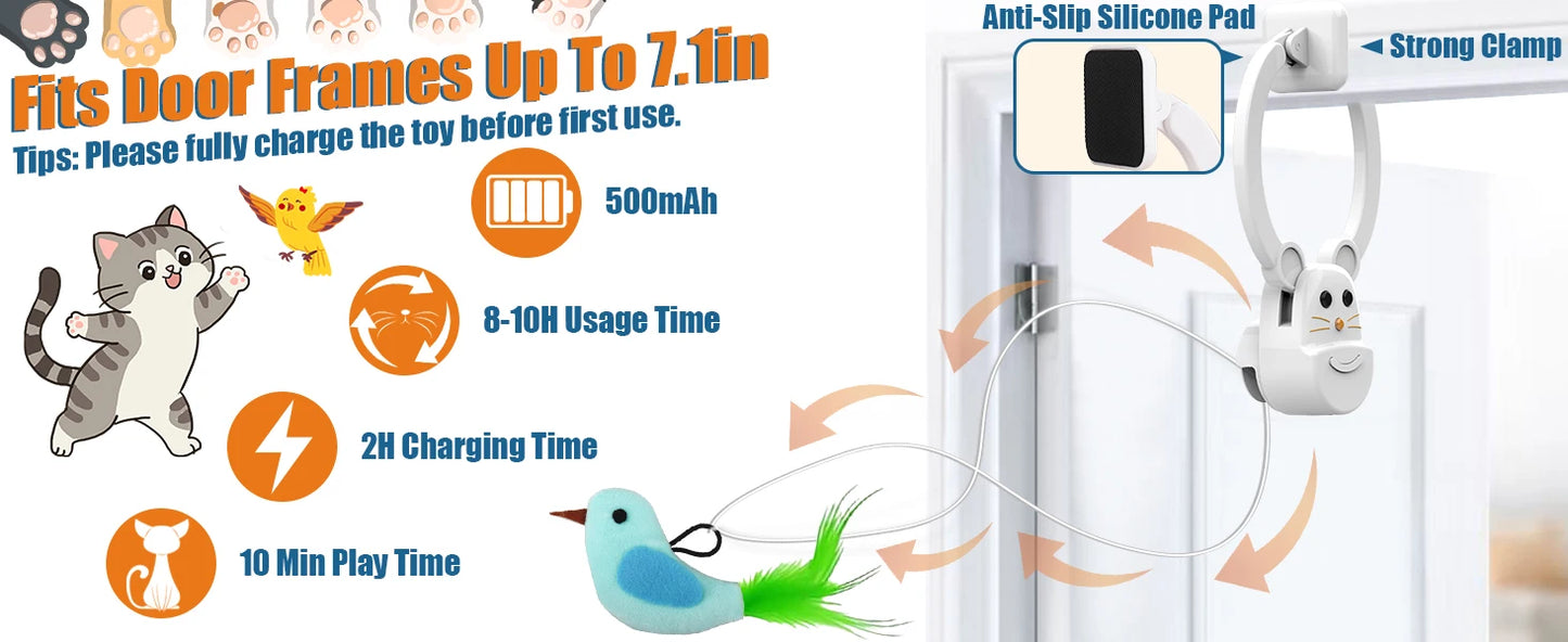 Interactive Cat Toys for Indoor Cats, Rechargeable Durable Safe Hanging Cat Toy for Bored Kittens & Adult Cats
