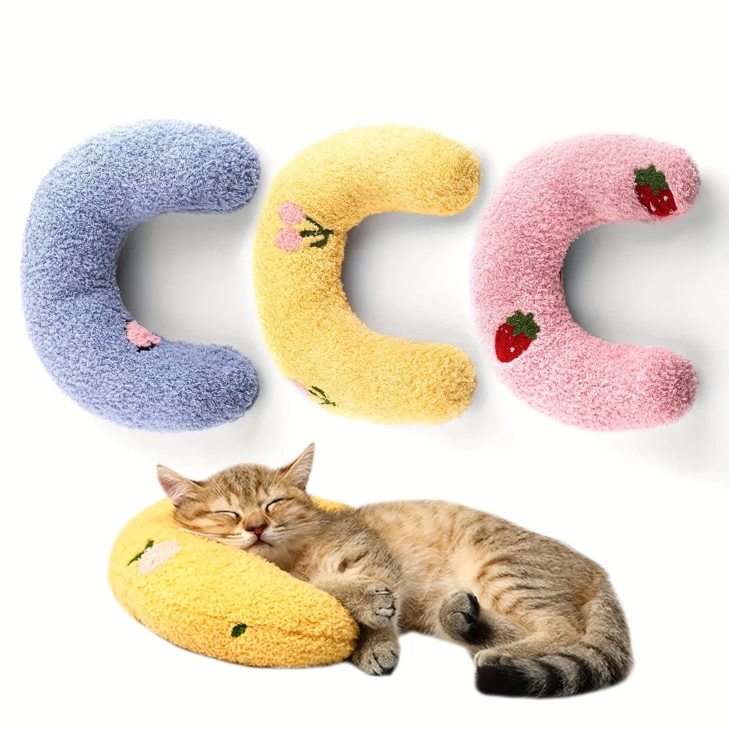 Oreiller apaisant en U pour chat et chiot — coussin soutien cervical pour sommeil profond