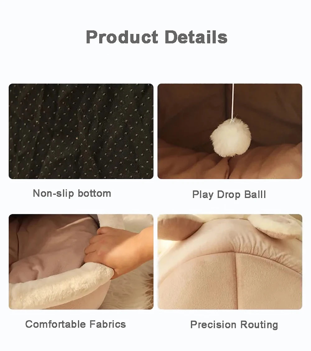 Lit grotte pliable et lavable pour chat et petit chien — sac de couchage cave