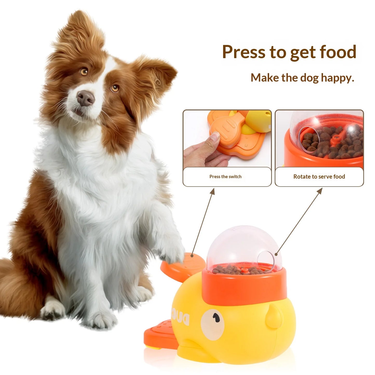 Distributeur automatique design canard pour chats et chiens — bol interactif intelligent