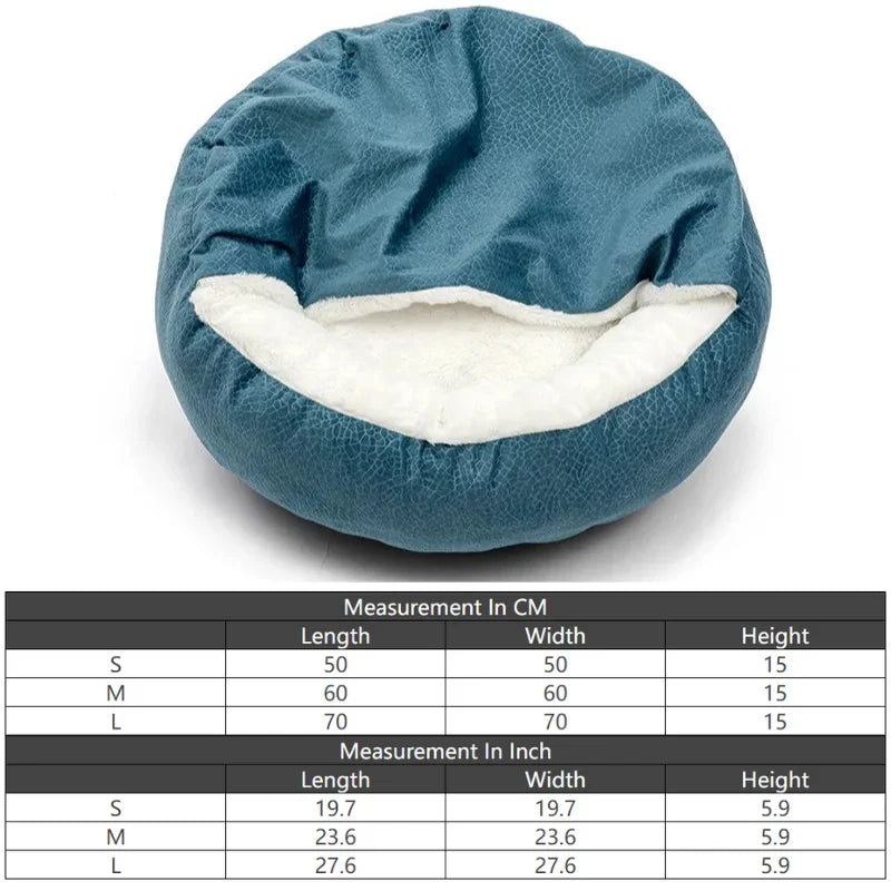 Lit orthopédique avec couverture à capuche pour chien et chat — chaud, imperméable et lavable