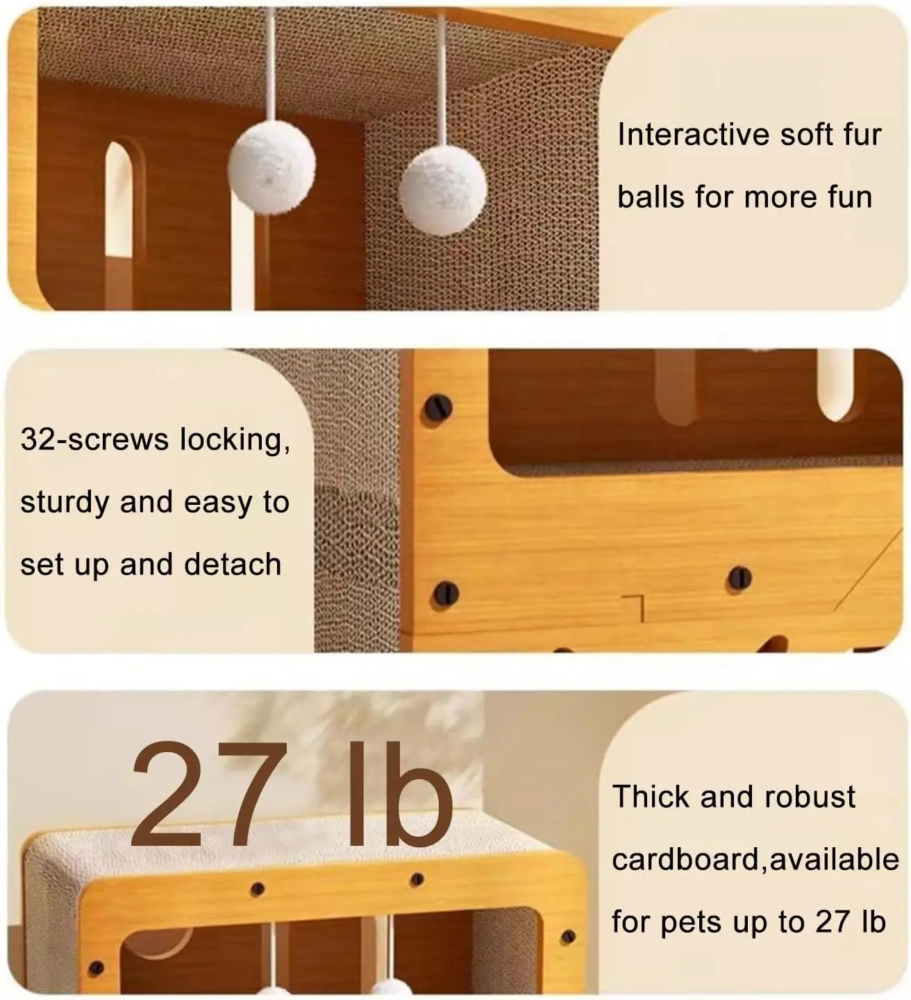 Maison grattoir 2 en 1 pour chat — lit et griffoir en carton écologique pour chats d'intérieur