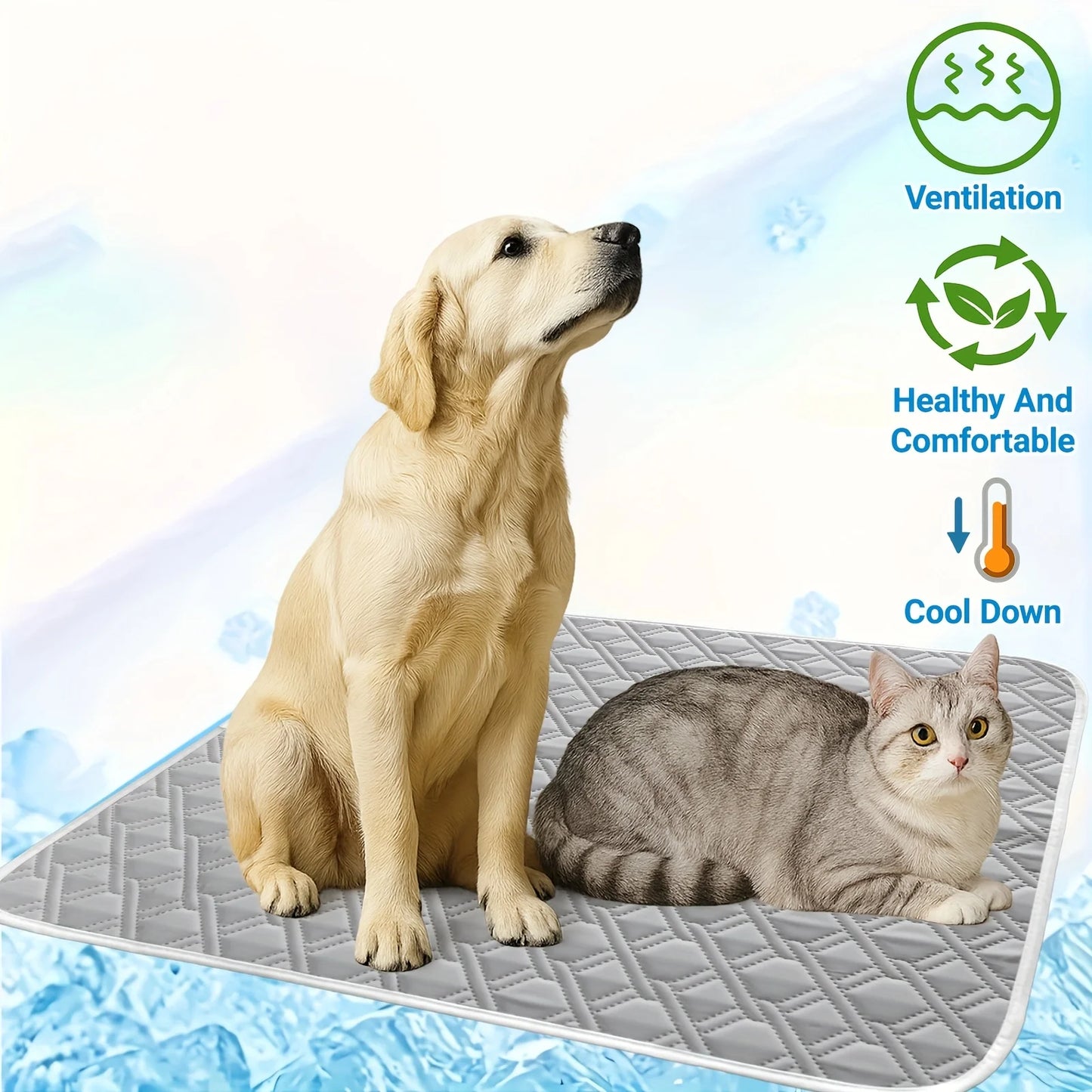 Tapis rafraîchissant lavable en soie de glace pour chien et chat — couverture respirante été
