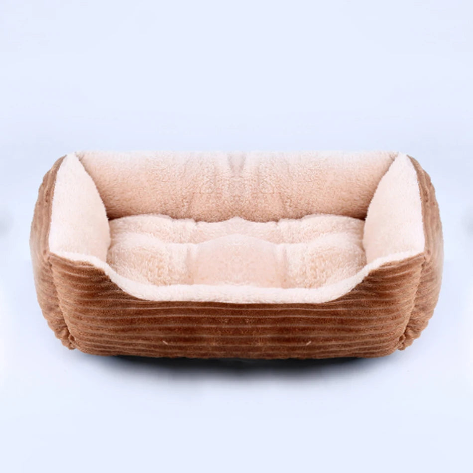 Lit canapé carré en peluche apaisant hiver pour petits et moyens chiens et chats