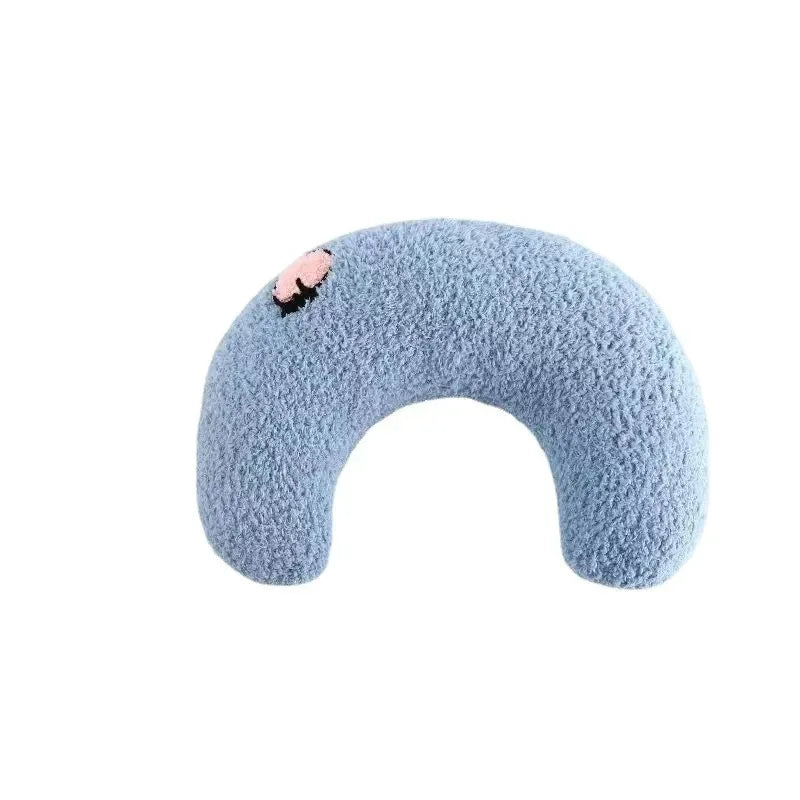 U-Shaped Pet Pillow Soft Plush Neck Support Cushion with Cute Embroidery for Cats Dogs Small Pets Sleeping Rest
