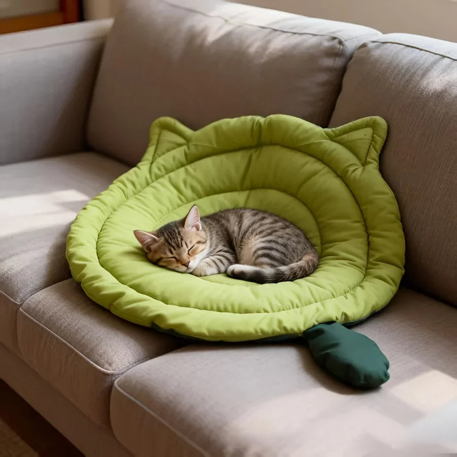 Cute Plush Cushion Cat Bed 1pcCat Shaped Pet Bed Mat Soft Breathable Washable Sleeping Pad for Cats Dogs All Season Use