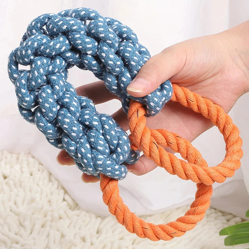 Double-Ring Cotton Blend Dog Rope Toy - Durable, Bite-Resistant & Interactive for Tug Play, Fit Medium to Large Dog Breeds