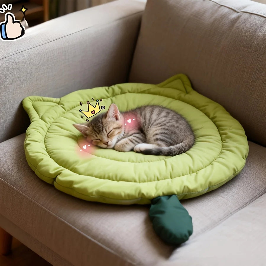 Cute Plush Cushion Cat Bed 1pcCat Shaped Pet Bed Mat Soft Breathable Washable Sleeping Pad for Cats Dogs All Season Use