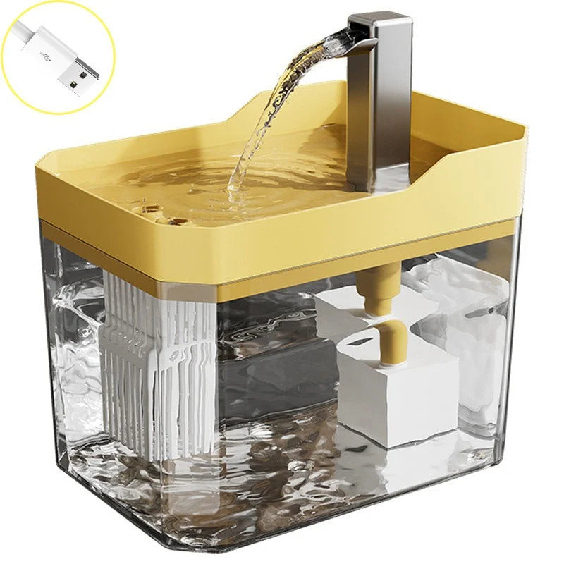 Fontaine à eau USB transparente anti-marche à sec pour chat – Filtre automatique