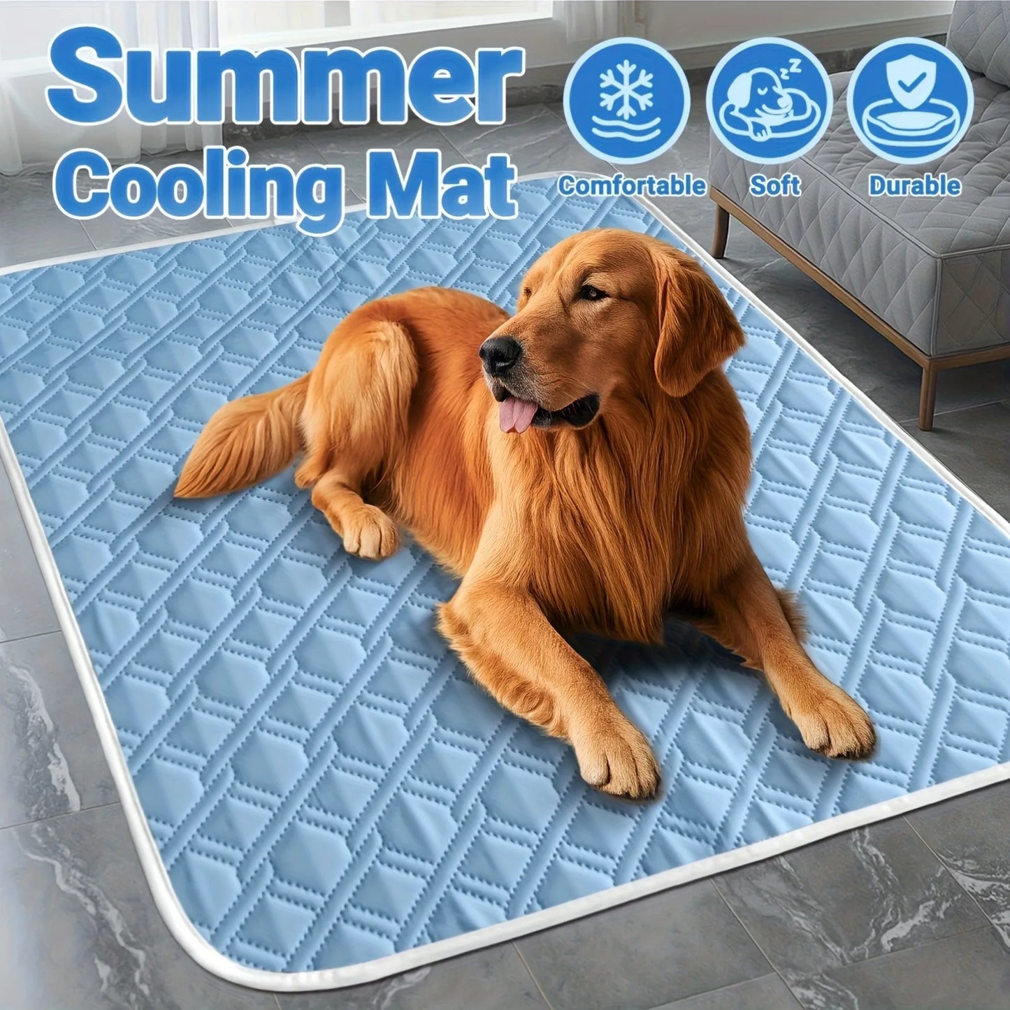 Tapis rafraîchissant lavable en soie de glace pour chien et chat — couverture respirante été
