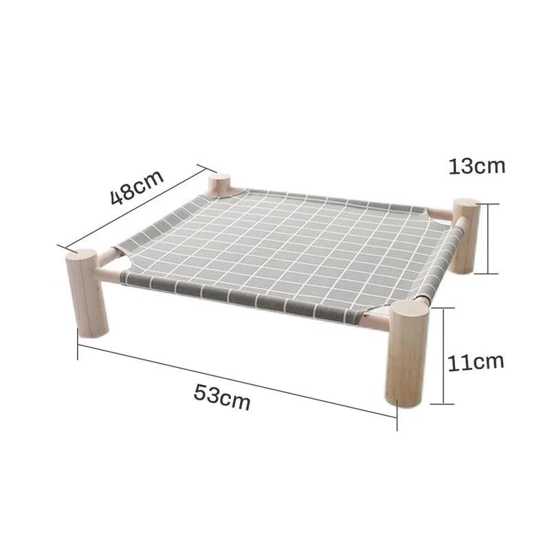 Hamac en bois pour chat et chien — lit surelevé rafraîchissant portable intérieur et extérieur