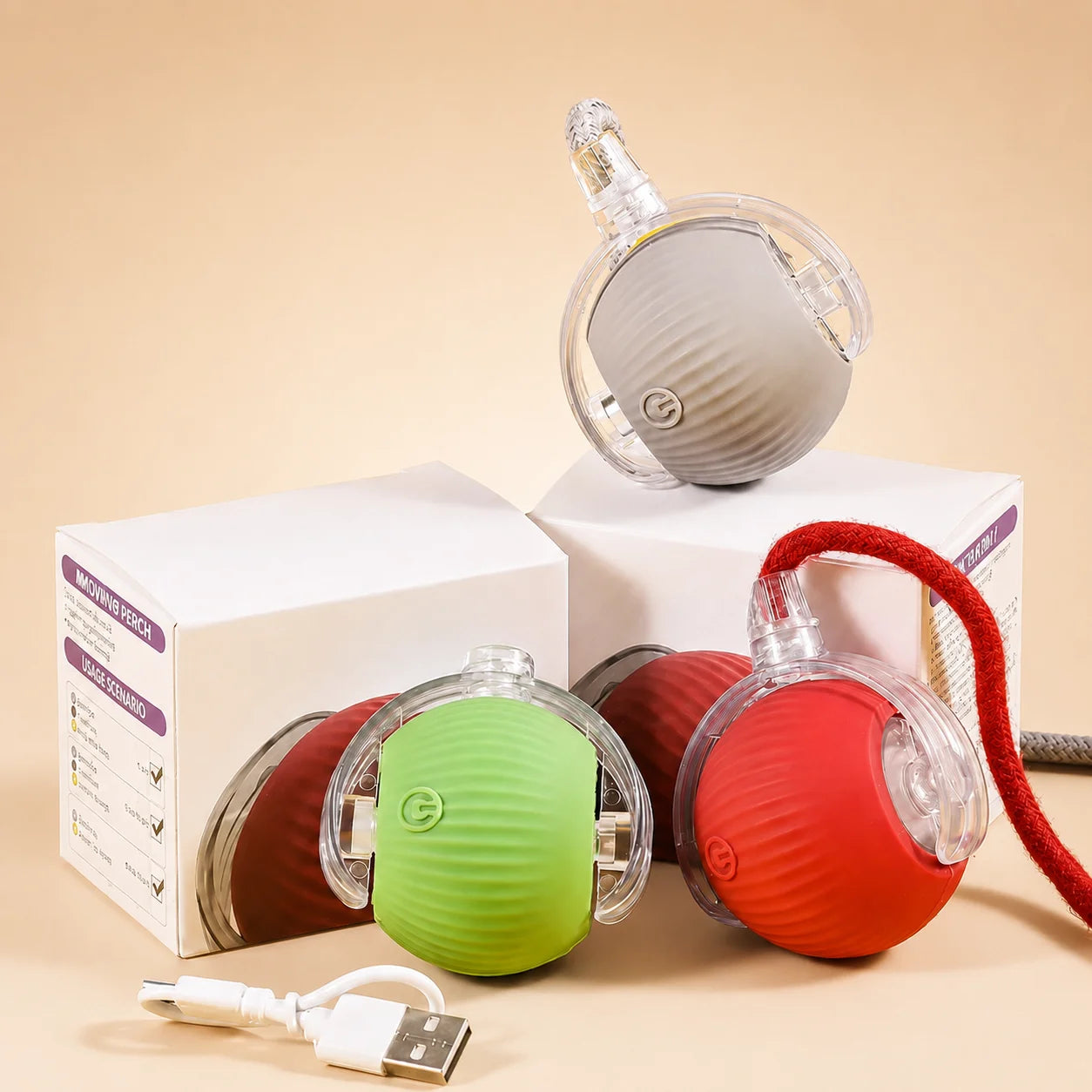 New Cat Interactive Ball Toy Automatic Rolling Cat Ball Rechargeable Smart Kitten Interactive Toy Intelligent Balls Toy for Cat