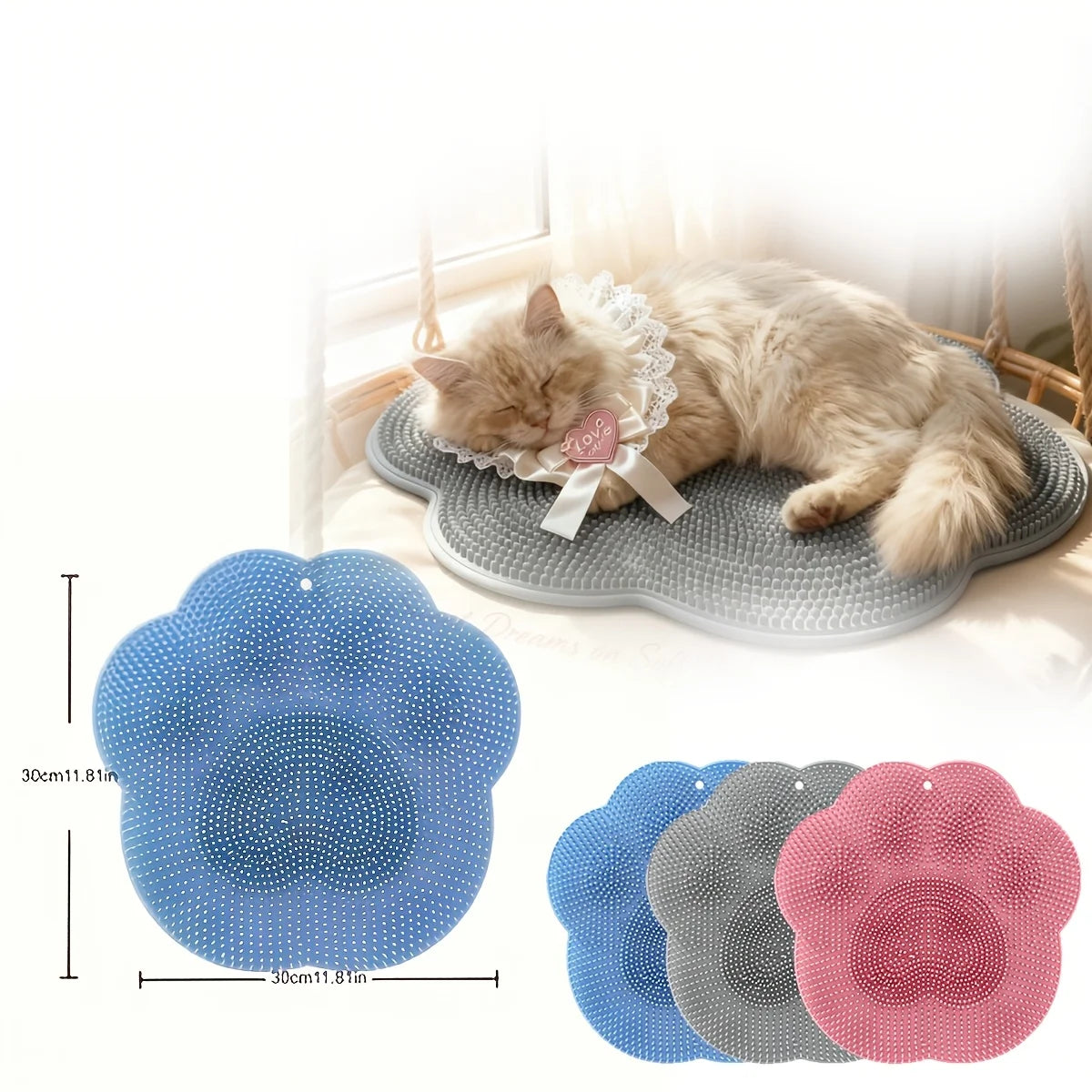 2-in-1 Cat Grooming Cushion Brush Bed Mat Pet Sleeping Mat Kitten Puppy Nest Pet Cushion Cat Accessories