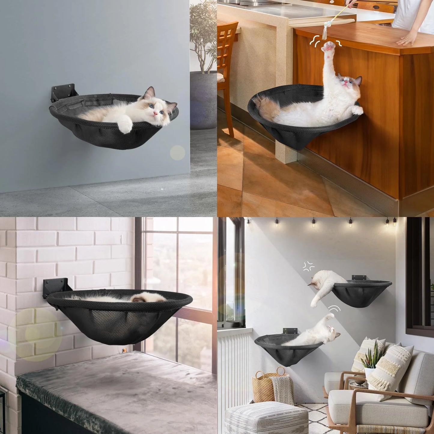 Hamac mural pliable pour chat — tablette respirante 42 cm pour dormir et grimper