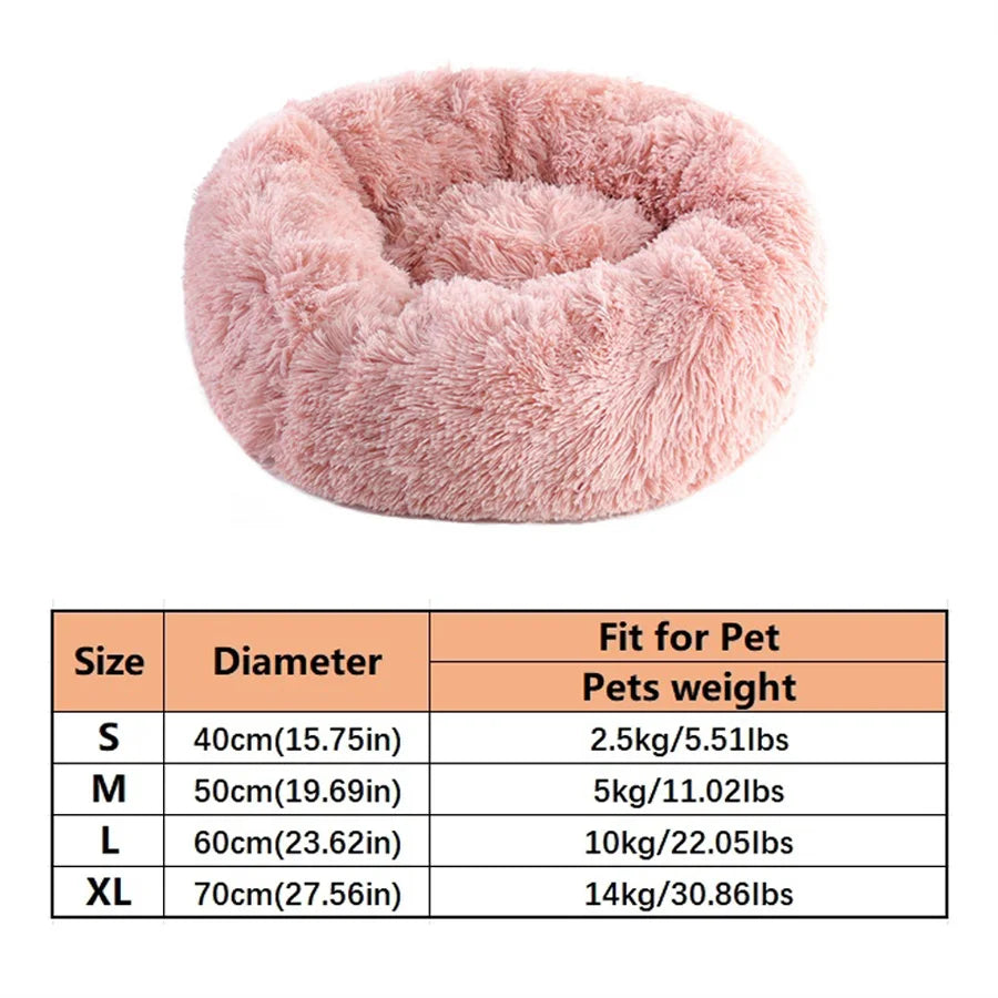 Soft Pet Cat Bed Pad Plush Warm Faux Fur Dog Calm Bed Donut Round Bed Comfortable Sleeping Washable for Small Medium Dog and Cat