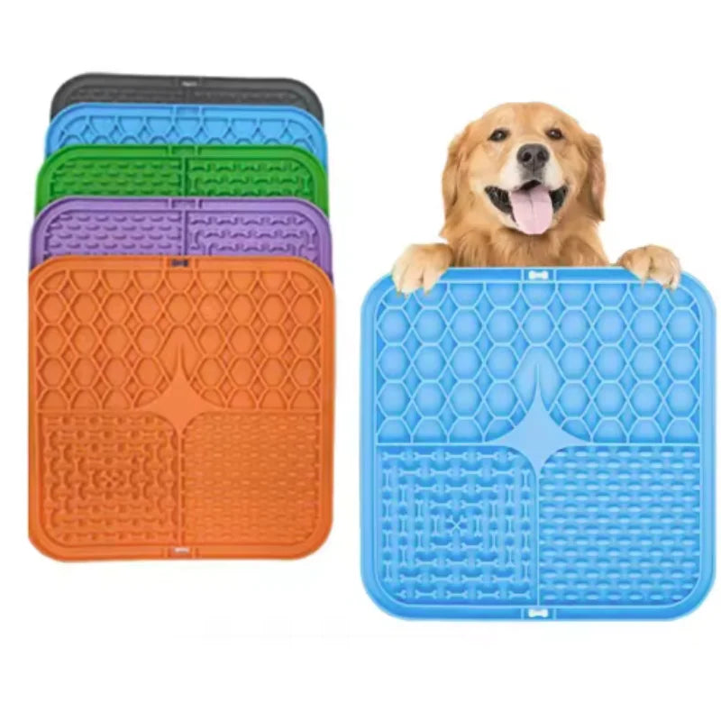 Tapis à lécher en silicone pour chien – Alimentation lente, distraction bain, ventouse