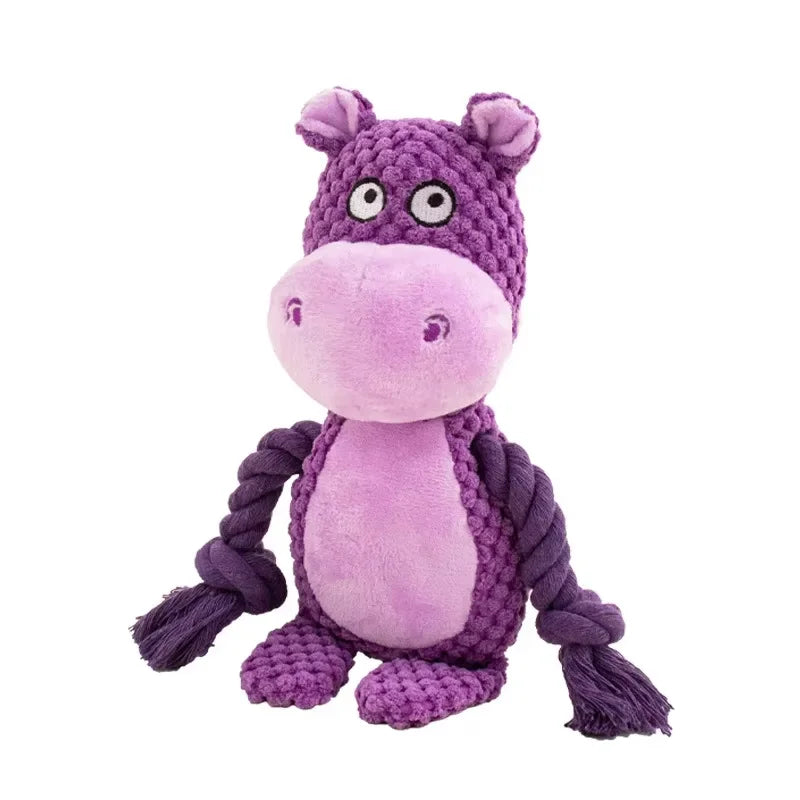 Dog Enrichment Toy Cute Animal Rope Dog Toy  Plush Puppy Chew Pet Squeak Toy Cartoon Interactive Games For Dogs Stuff For Dogs