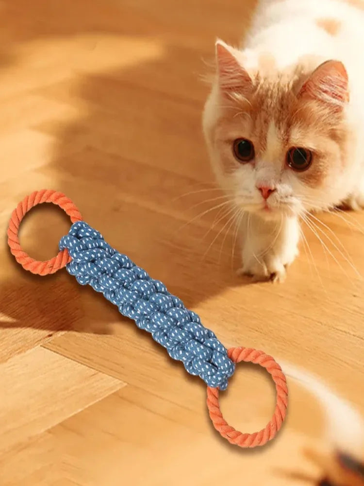 Double-Ring Cotton Blend Dog Rope Toy - Durable, Bite-Resistant & Interactive for Tug Play, Fit Medium to Large Dog Breeds