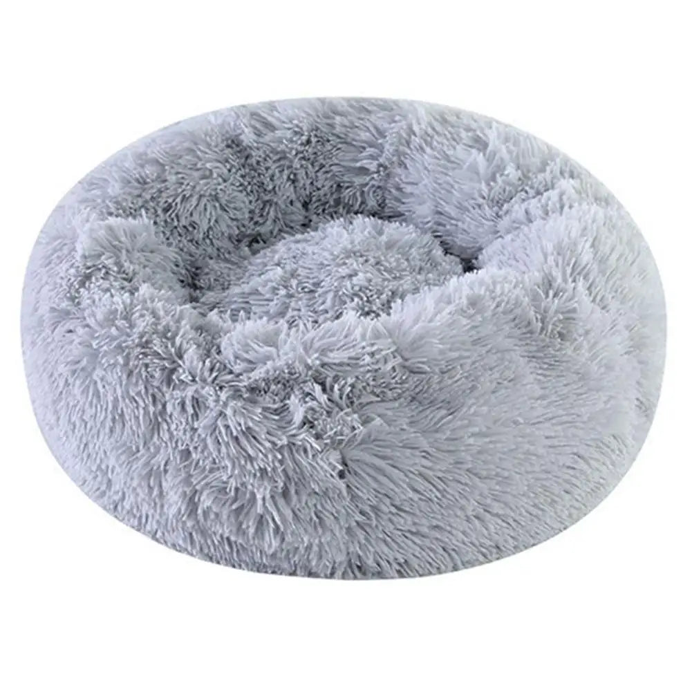 Lit donut rond en peluche chaude pour petits et moyens chiens et chats — lavable