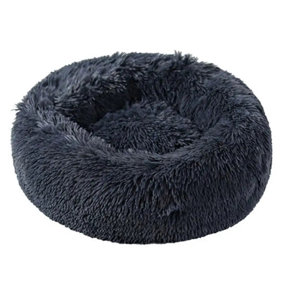 Lit donut rond en peluche chaude pour petits et moyens chiens et chats — lavable