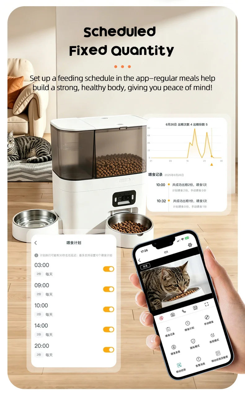 Automatic Camera Automatic Pet Feeder Water Fountain WIFI APP Video Smart Dog 5L Food Dispenser 3L Gravity Water Drinker Bowl