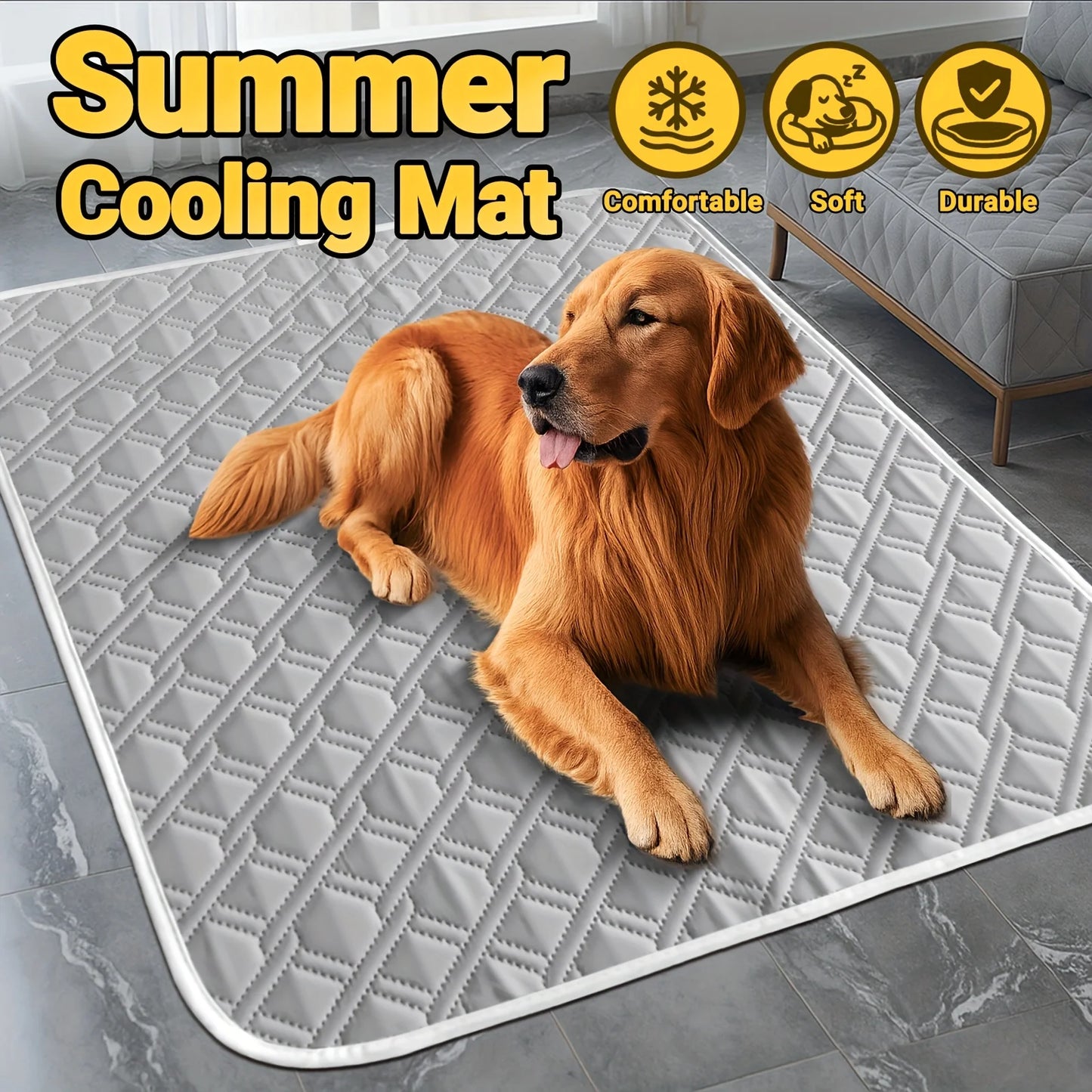 Tapis rafraîchissant lavable en soie de glace pour chien et chat — couverture respirante été