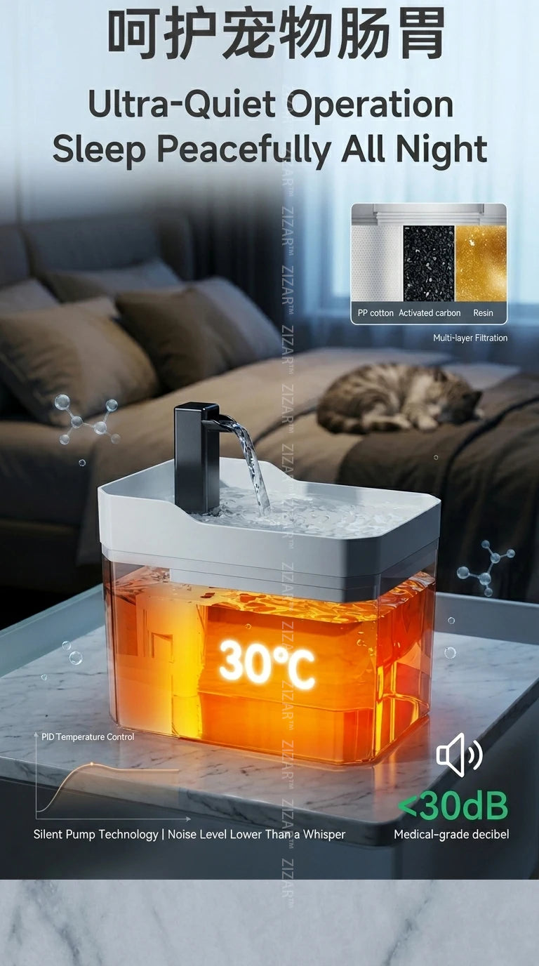 Fontaine à eau intelligente à température constante pour chat et chien – 25-30°C