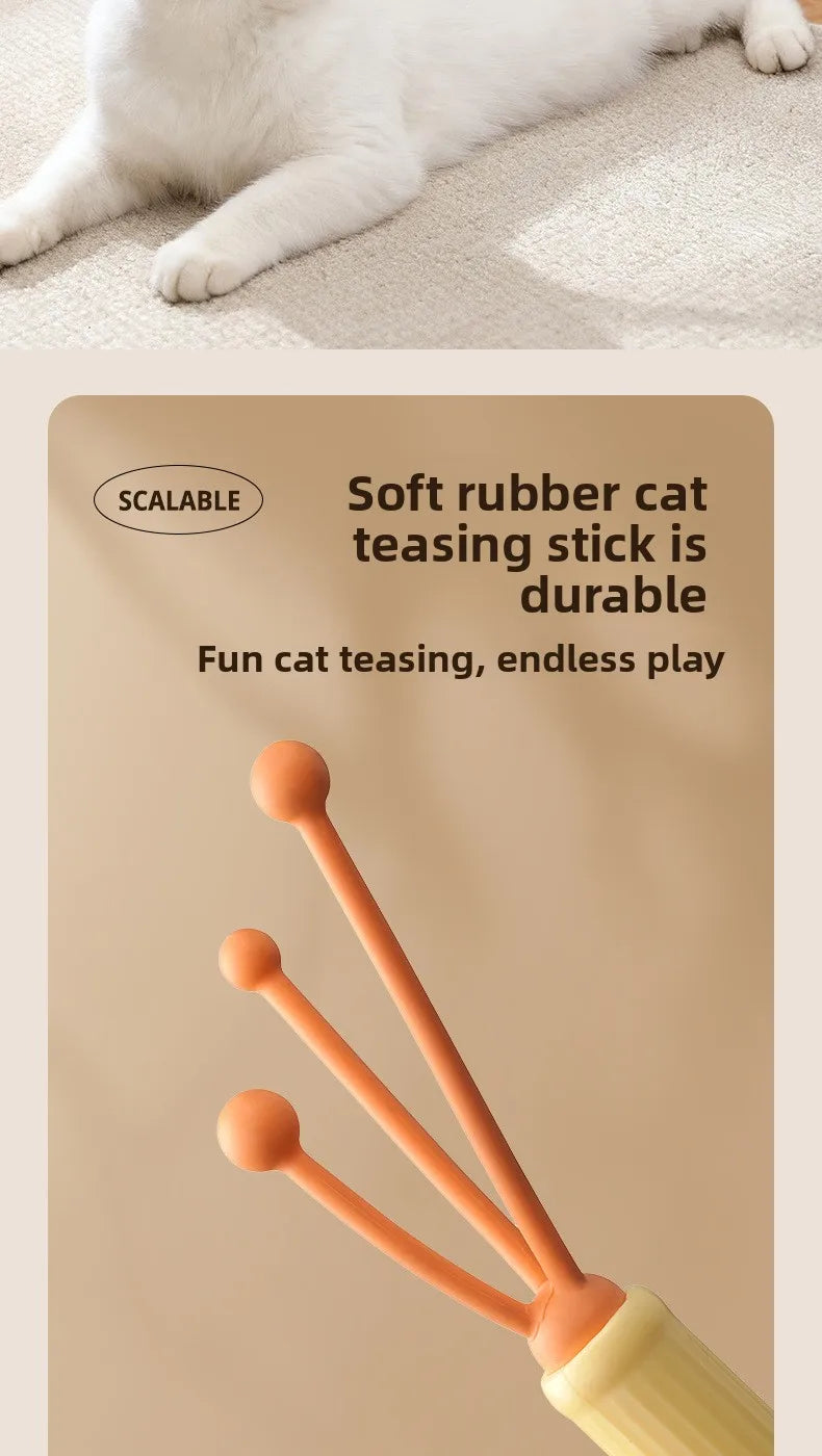 Interactive Cat Toy 2-in-1 Retractable Cat Teaser, Tickling & Massaging Toy for Kittens, Relieve Boredom, Pet Products