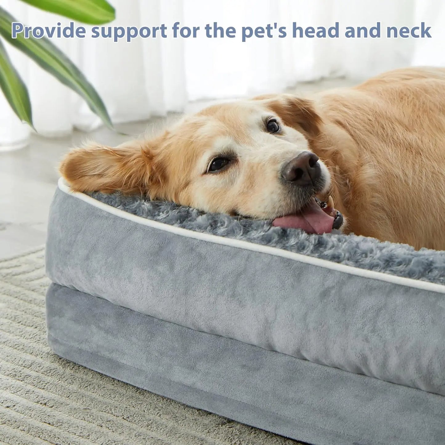 Lit orthopédique pour grands chiens — style canapé imperméable avec housse lavable et base antidérapante