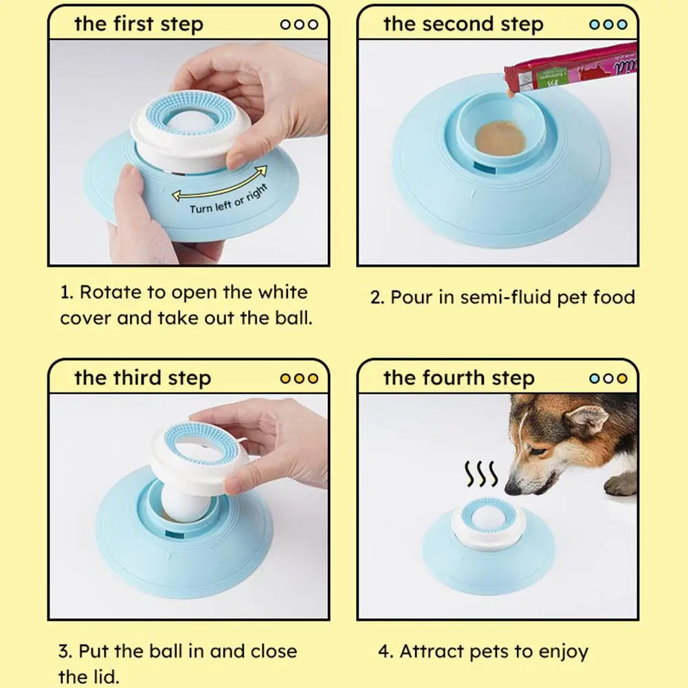 Balle à lécher anti-glouton pour chien et chat – Apaisante, anti-anxiété