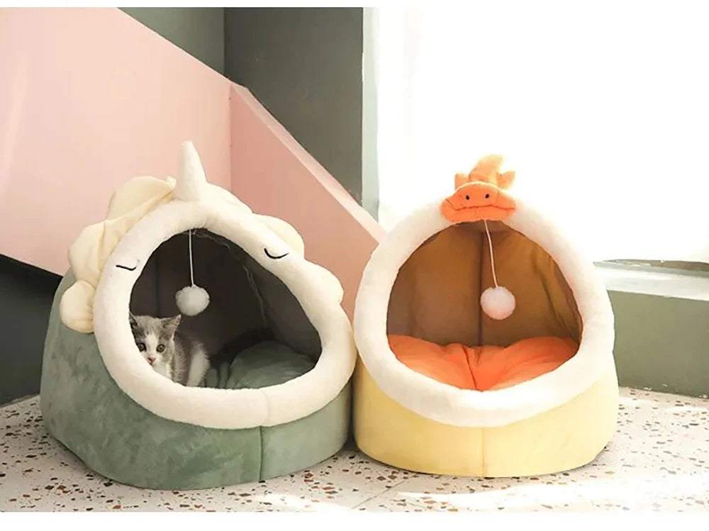 Lit grotte pliable et lavable pour chat et petit chien — sac de couchage cave