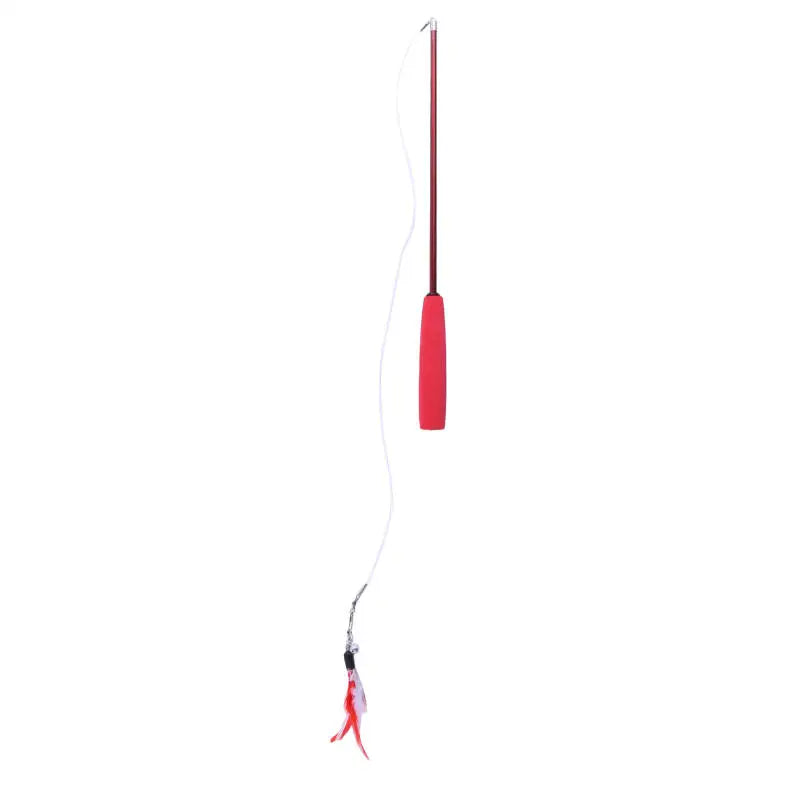 Interactive Cat Feather Toy Feather Teaser Stick Wand Pet Retractable Feather Bell Refill Replacement Catcher Product for Kitten